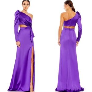 Mac Duggal Purple One-Shoulder Maxi Dress